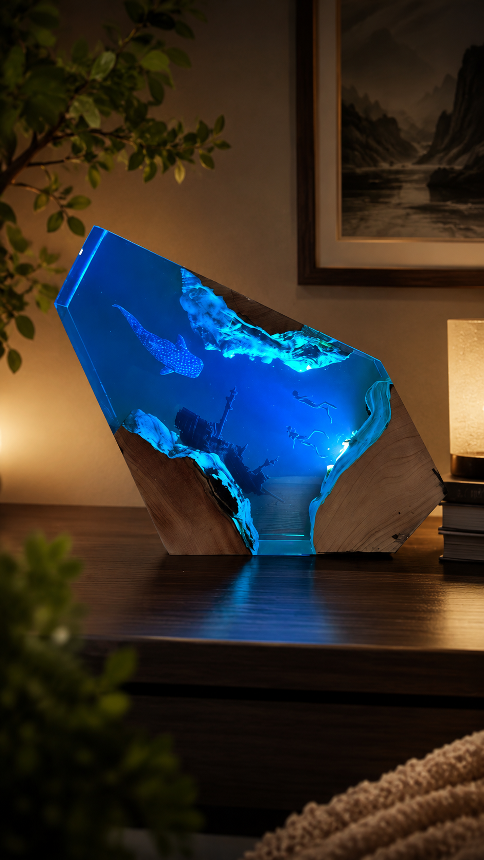 Ocean Depths Resin Lamp