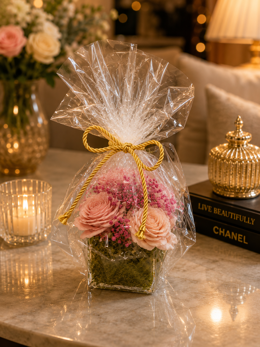 Rosé Elegance Floral Pot