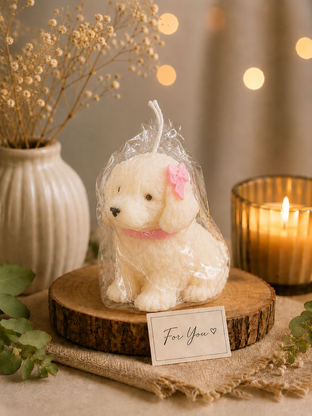 Blush Puppy Candle