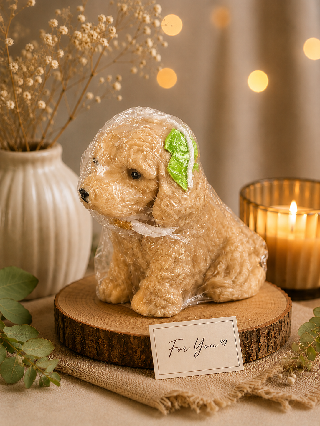 Mint Puppy Candle - Big